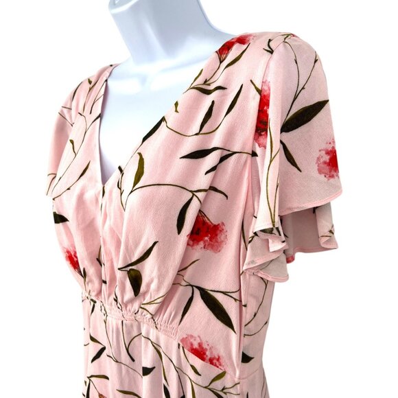 Banana Republic Pink Floral Short-Sleeve V-Neck Dress Size 6 NWT - Picture 4 of 10